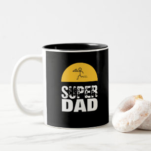 Stijlvol design "SUPER DAD", persoonlijke wensen Tweekleurige Koffiemok