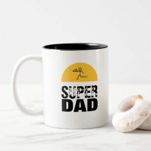 Stijlvol design "SUPER DAD", persoonlijke wensen Tweekleurige Koffiemok