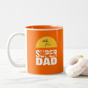 Stijlvol design "SUPER DAD", persoonlijke wensen Tweekleurige Koffiemok