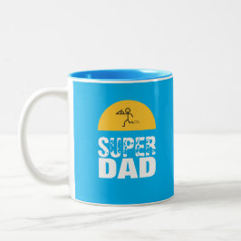 Stijlvol design "SUPER DAD", persoonlijke wensen Tweekleurige Koffiemok