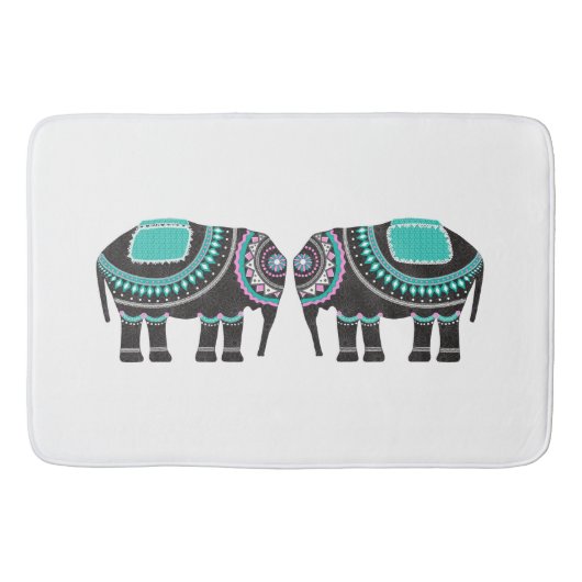 Stijlvol  design voor olifanten, modern blauw badmat (Voorkant)