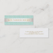 Stijlvol Designer Modern Mint en White Pattern Mini Visitekaartje (Voorkant / Achterkant)