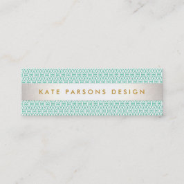 Stijlvol Designer Modern Mint en White Pattern Mini Visitekaartje