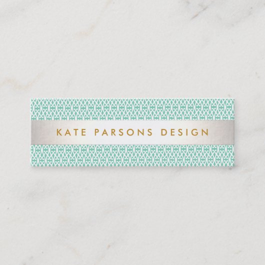 Stijlvol Designer Modern Mint en White Pattern Mini Visitekaartje (Voorkant)