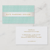 Stijlvol Designer Modern Mint en White Pattern Visitekaartje (Voorkant / Achterkant)