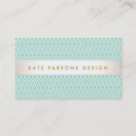 Stijlvol Designer Modern Mint en White Pattern Visitekaartje
