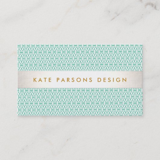 Stijlvol Designer Modern Mint en White Pattern Visitekaartje (Voorkant)