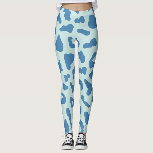 Stijlvol dierlijk beschermheerpatroon in blauw leggings (Voorkant)