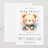 Stijlvol digitaal Beer Baby shower Kaart (Voorkant / Achterkant)