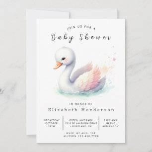 Stijlvol digitaal zwaan Baby shower Kaart
