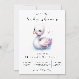 Stijlvol digitaal zwaan Baby shower Kaart