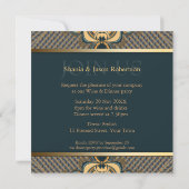Stijlvol dinerfeest Monogram Teal Goud Uitnodiging (Achterkant)