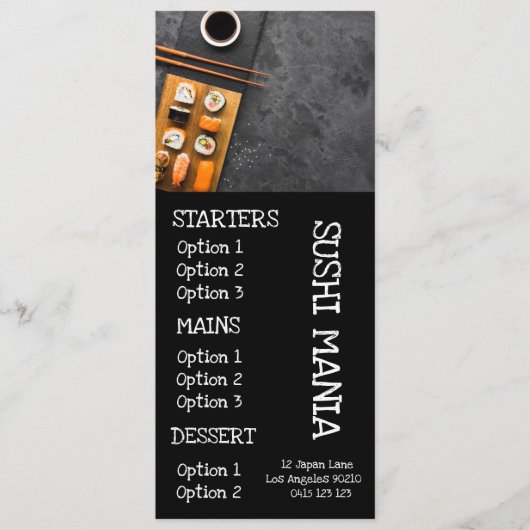 Stijlvol dînermenu voor Japans sushi restaurant Menu (Voorkant)