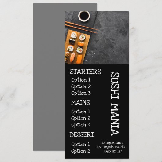 Stijlvol dînermenu voor Japans sushi restaurant Menu (Voorkant / Achterkant)