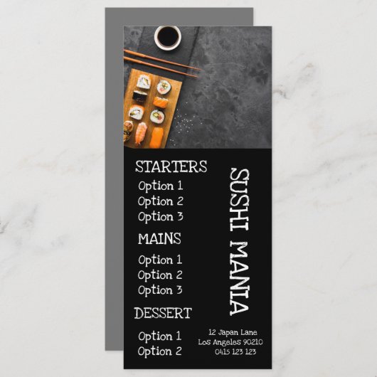 Stijlvol dinermenu voor Japans sushirestaurant Menu (Voorkant / Achterkant)