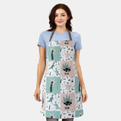 Stijlvol Dinosaur Block Pattern met Custom Name Ap Schort (Gedragen)