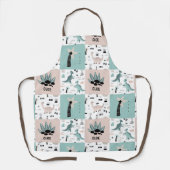 Stijlvol Dinosaur Block Pattern met Custom Name Ap Schort (Voorkant)