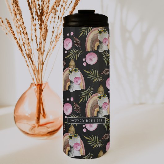 Stijlvol Dinosaur-patroon | Monogram Tumbler Thermosbeker