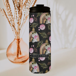 Stijlvol dinosauruspatroon | Monogram tumbler Thermosbeker