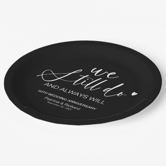 Stijlvol doen we nog steeds bruiloft gelofte verni papieren bordje (Gekanteld)