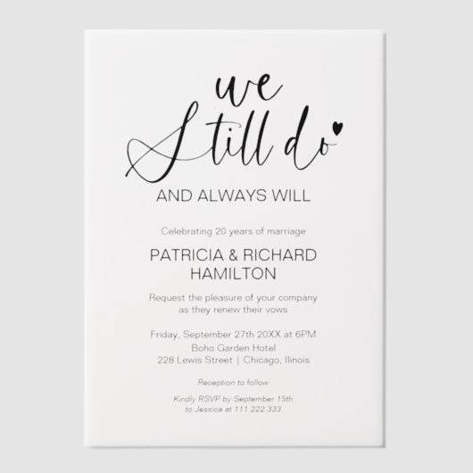 Stijlvol doen we nog steeds bruiloft gelofte verni vellum uitnodigingen (Voorkant)