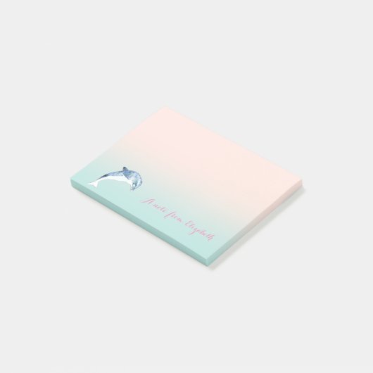 Stijlvol, dolfijn, persoonlijk post-it® notes (Schuin)