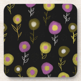 Stijlvol, donker, botanisch patroon bier onderzetter