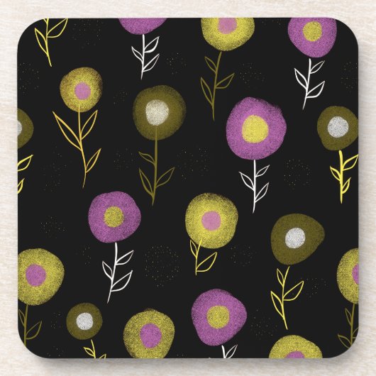 Stijlvol, donker, botanisch patroon bier onderzetter (Voorkant)