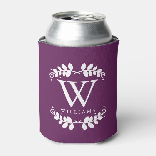 Stijlvol donker Paarse monogram Blikjeskoeler (Blikje Voorkant)