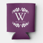 Stijlvol donker Paarse monogram Blikjeskoeler (Voorkant)