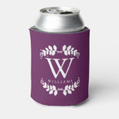 Stijlvol donker Paarse monogram Blikjeskoeler (Blikje Achterkant)