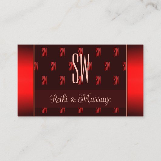 Stijlvol Donker Rood met Monogram Professional Mod Visitekaartje (Voorkant)