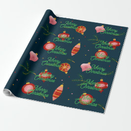 Stijlvol donkerblauw en rood minimalistisch cadeau cadeaupapier