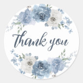 Stijlvol, donkerblauw ivoor Floral bedankt Ronde Sticker (Voorkant)