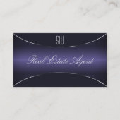 Stijlvol Donkerblauw met Zilverrand Rand en Monogr Visitekaartje (Voorkant)