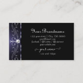 Stijlvol donkerblauw  monogram aan de witte grenze visitekaartje (Achterkant)