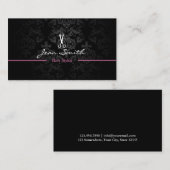 Stijlvol, donkerder, Damask Hair Stylist Visitekaa Visitekaartje (Voorkant / Achterkant)