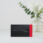 Stijlvol, donkergrijs rood papier visitekaartje (Staand voorkant)