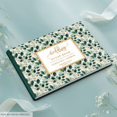 Stijlvol donkergroen en gouden trouwgastenboek gastenboek