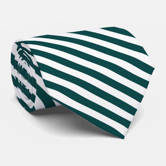 Stijlvol Donkergroen en wit gestreept Stropdas (Opgerold)