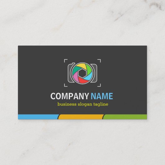 Stijlvol donkerkleurig camerasymbool visitekaartje (Achterkant)