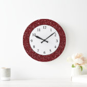 Stijlvol donkerrood glitter grote klok (Huis)