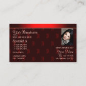 Stijlvol Donkerrood met foto- en monogram-patroon Visitekaartje (Achterkant)