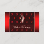Stijlvol Donkerrood met foto- en monogram-patroon Visitekaartje (Voorkant)