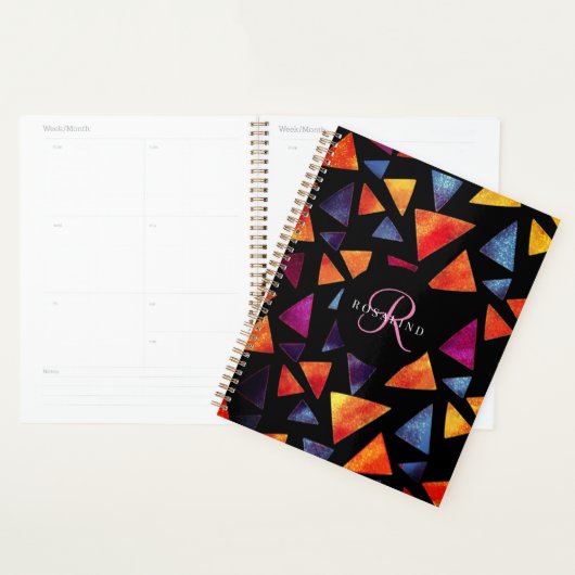 Stijlvol driehoekspatroon monogrammen planner (Display)