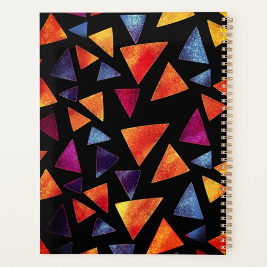 Stijlvol driehoekspatroon monogrammen planner (Achterkant)