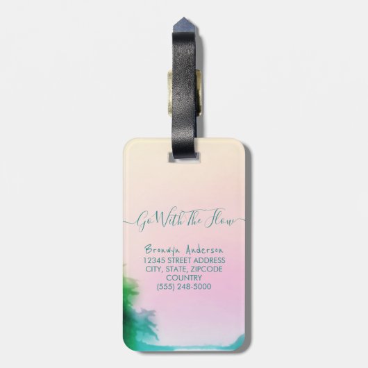 Stijlvol driekleboarding SUP Roze Blue Seascape Bagagelabel (Achterkant verticaal)