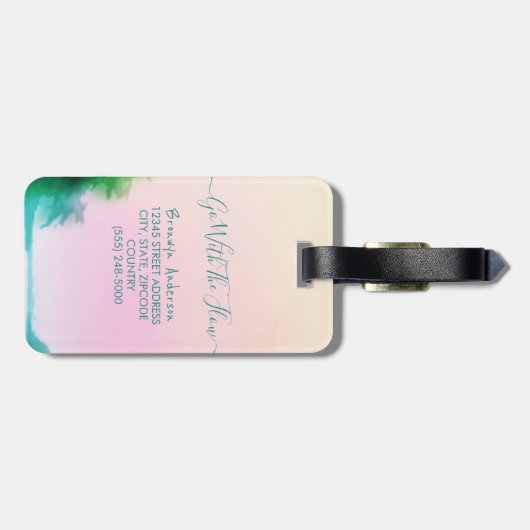 Stijlvol driekleboarding SUP Roze Blue Seascape Bagagelabel (Achterkant horizontaal)