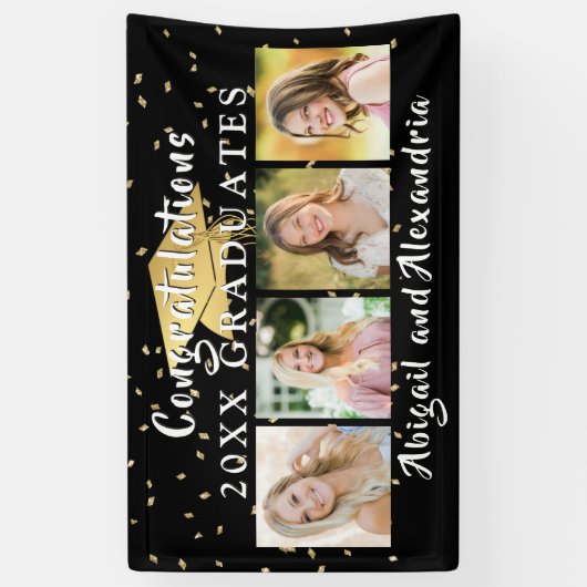 Stijlvol dubbel Afstuderen Afstudeerder 4 Foto Spandoek (Verticaal)