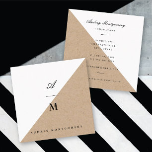 Stijlvol Dubbel Monogram Kraft Modern Minimalistis Vierkante Visitekaartje